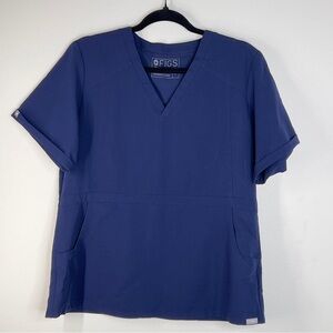 FIGS Women’s Size Large Navy Blue Hospital Scrub Short Sleeve V Neck